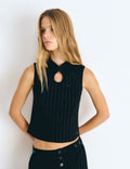 Corduroy striped button-up top