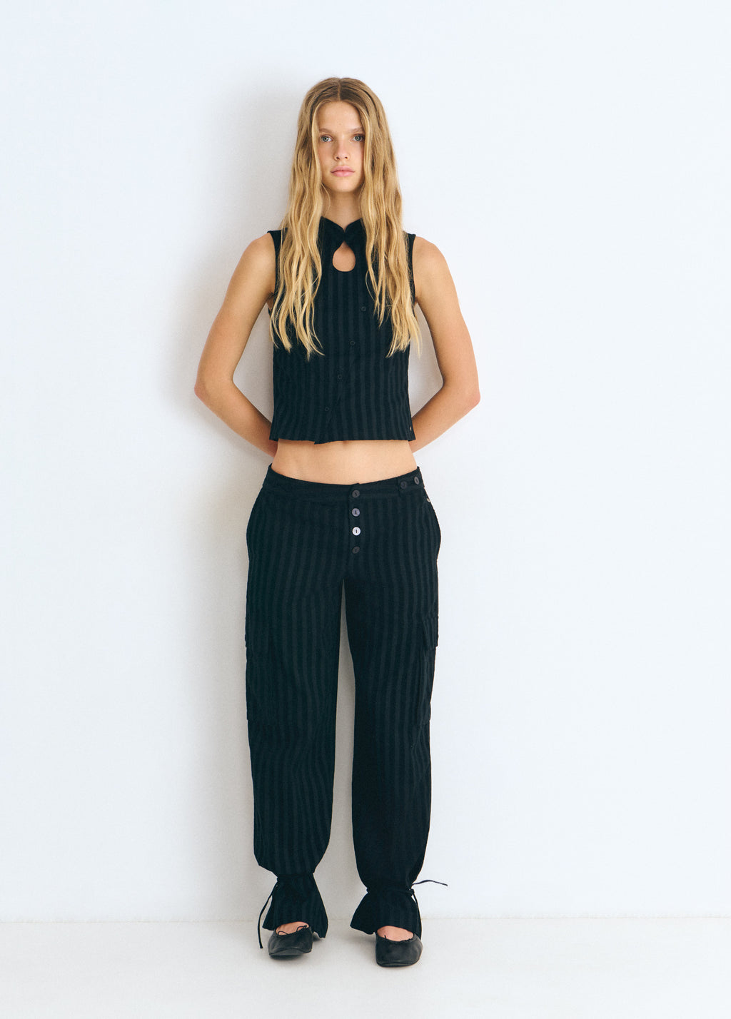 Corduroy striped cargo pants