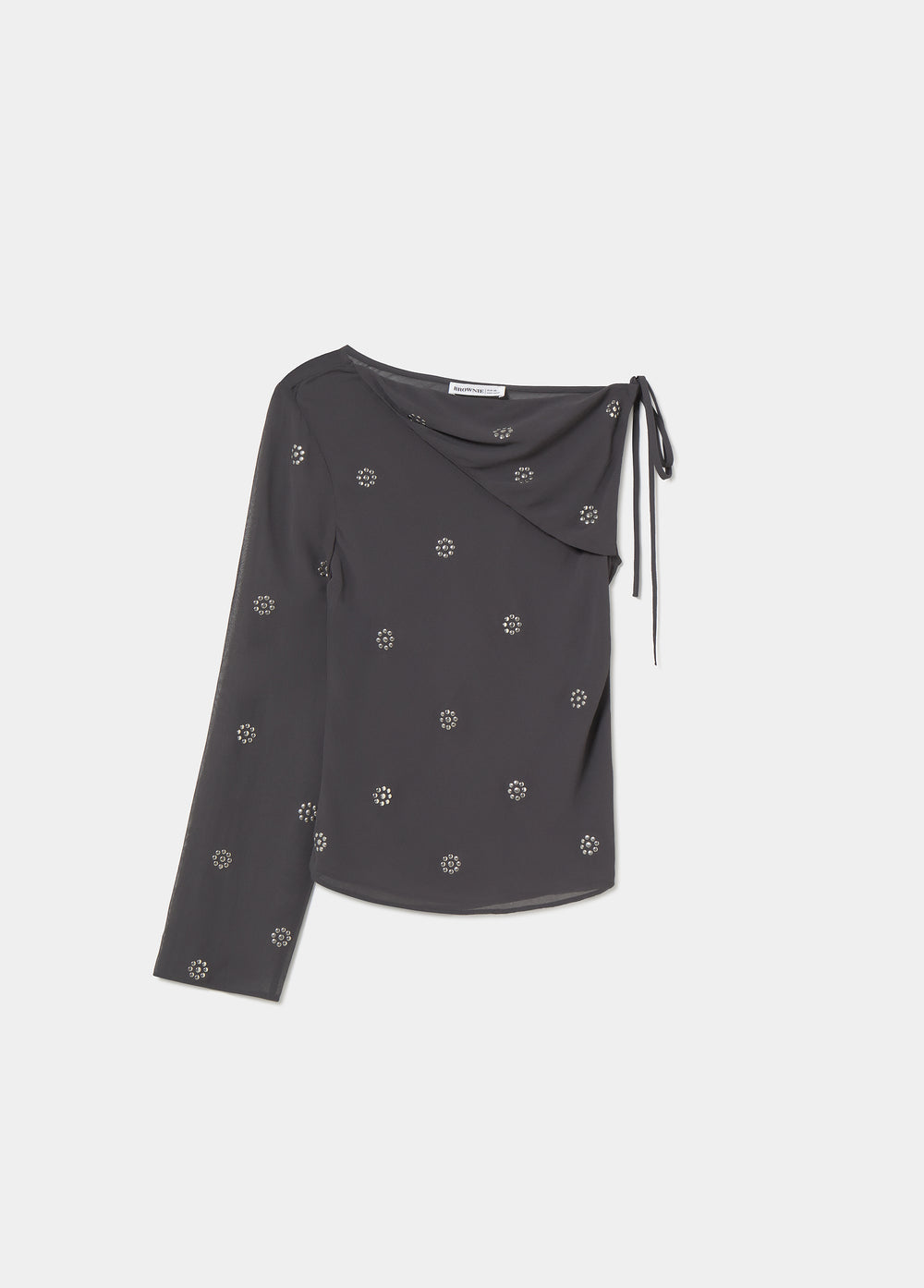 Notched-lapel blouse with studs