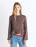 Checked blouse with ruching