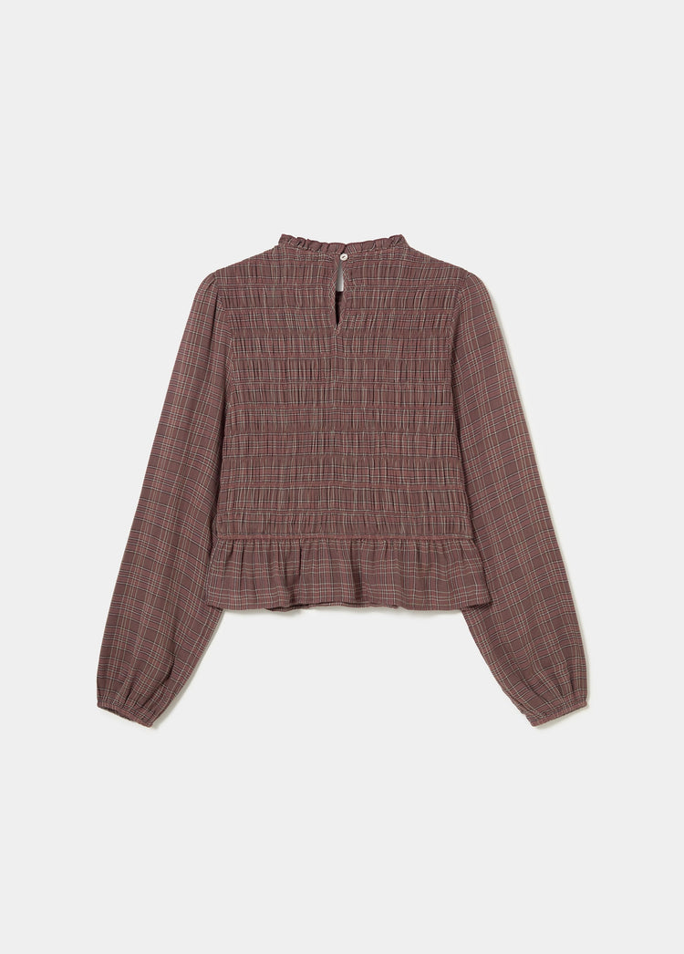 Checked blouse with ruching