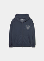 Sudadera de felpa marino con cremallera frontal y logotipo bordado en el pecho