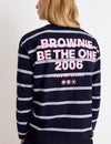 T-shirt às riscas com texto