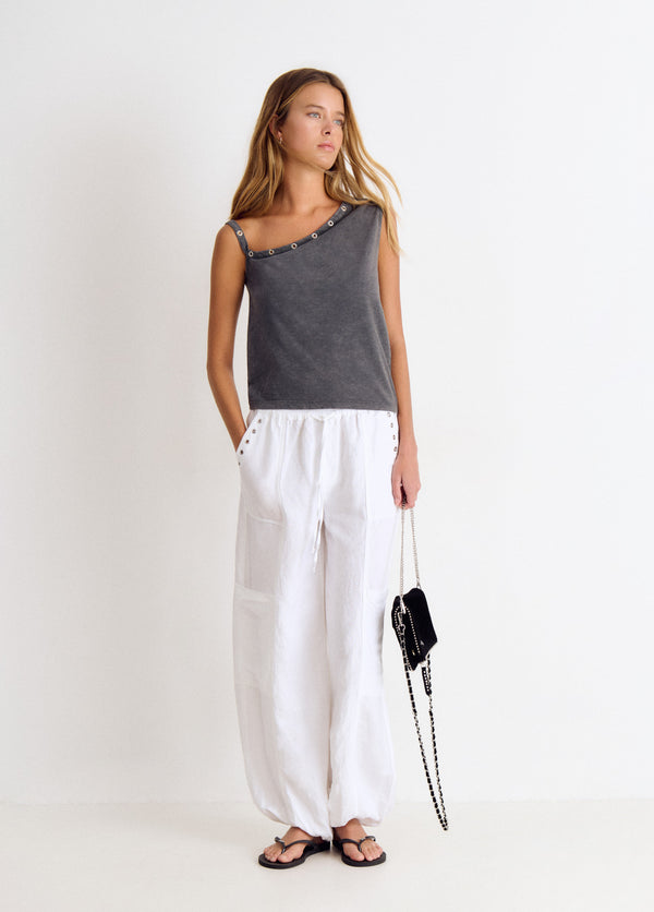 Camiseta asimetrica eyelets