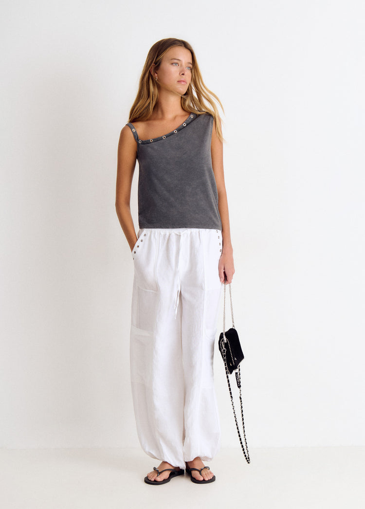 Camiseta asimetrica eyelets
