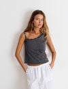 Asymmetric eyelet t-shirt