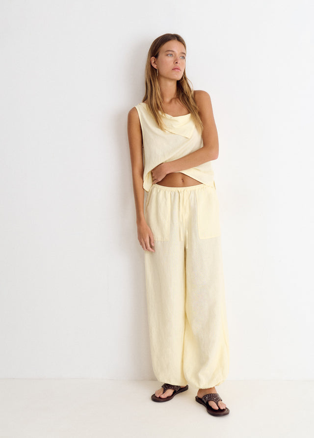 Pantalón bombacho lino