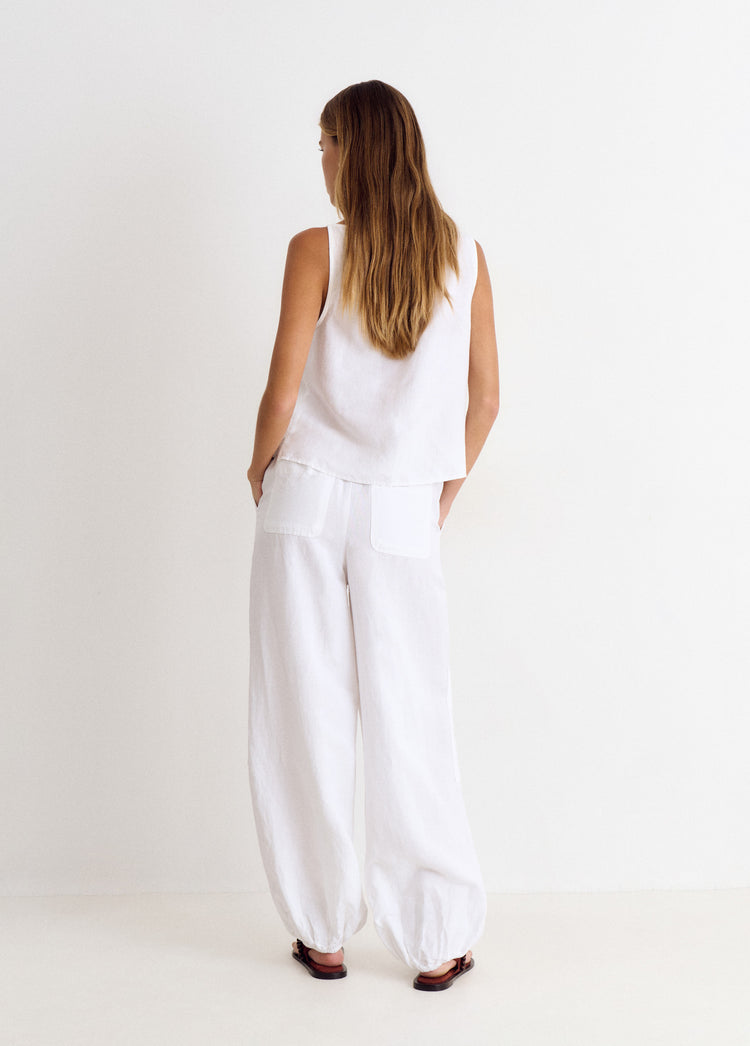 Pantalon bombacho lino detalle tachas