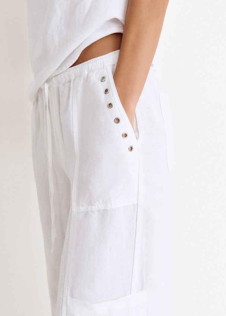 Pantalon bombacho lino detalle tachas