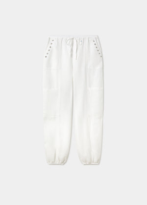 Linen harem pants with stud details