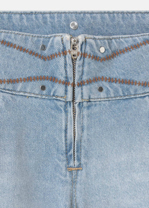 Wide embroidered waistband shorts