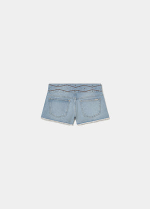 Wide embroidered waistband shorts