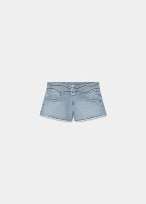 Wide embroidered waistband shorts
