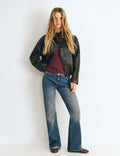Studded denim waistband