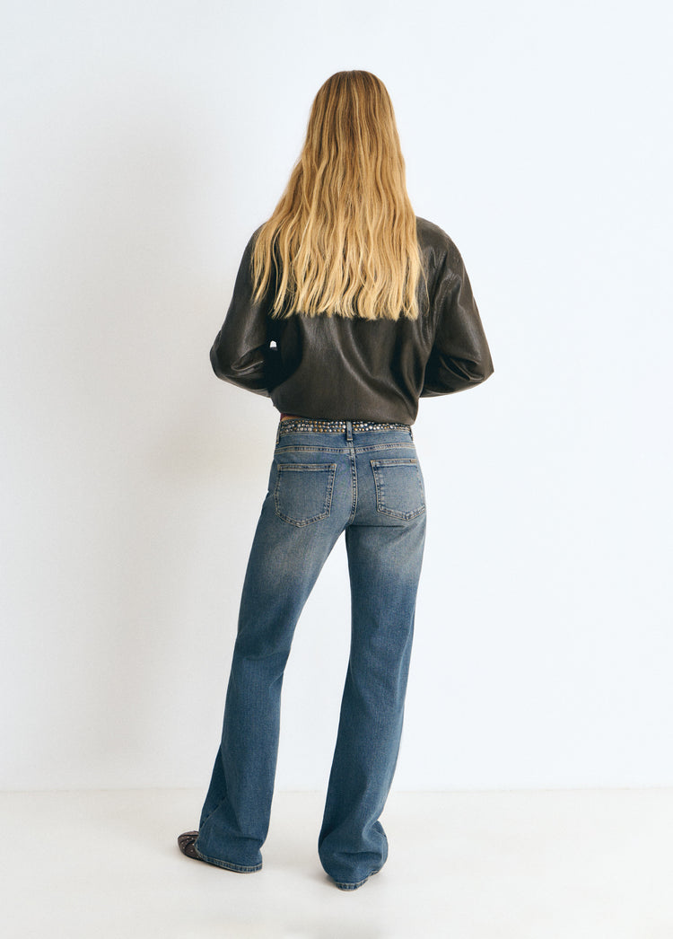 Studded denim waistband