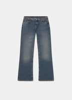 Studded denim waistband