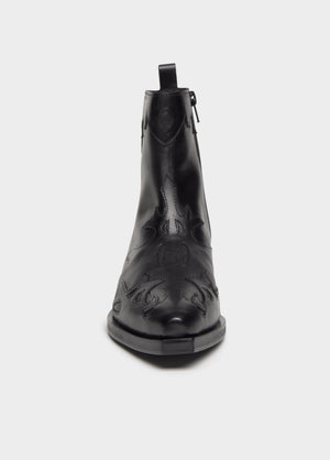 Embossed cowboy ankle boot