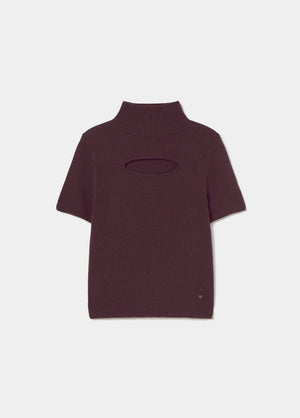 Short-sleeve cut-out sweater