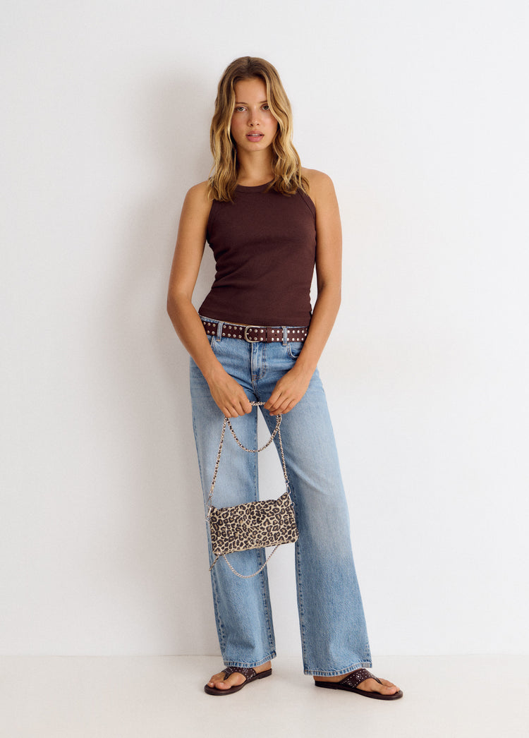 Animal print flap bag