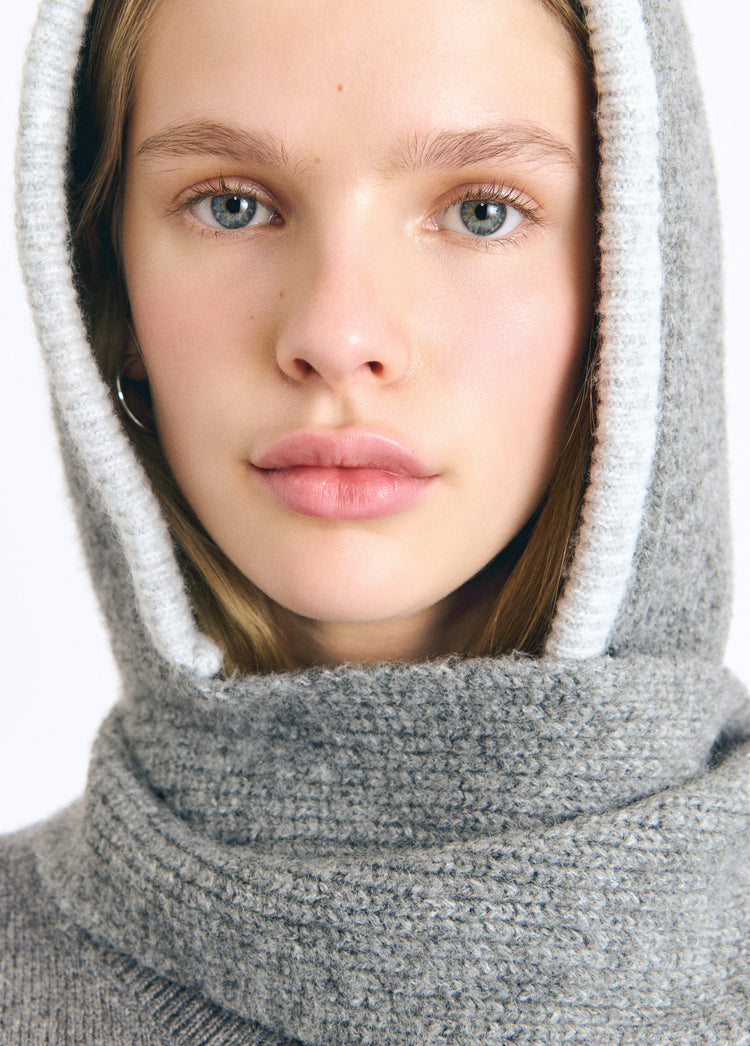 Contrast-knit hood