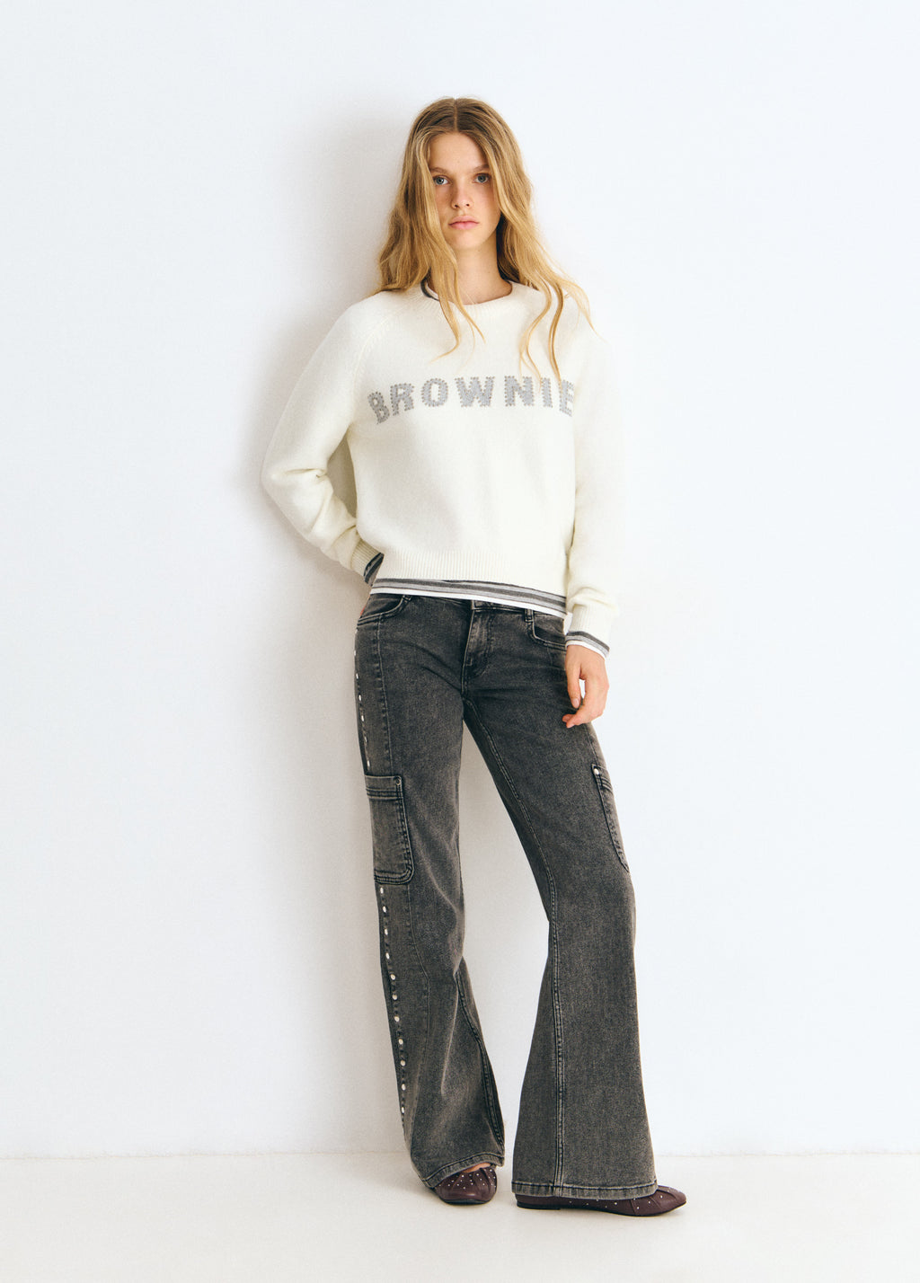 Jersey brownie intarsia