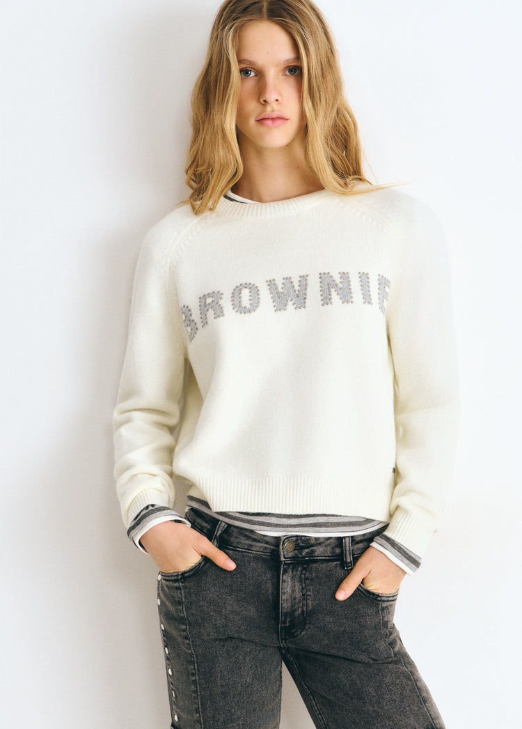 Brownie-Intarsienpullover