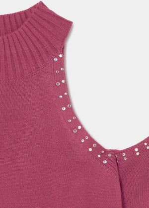 Shoulder-opening studded sweater