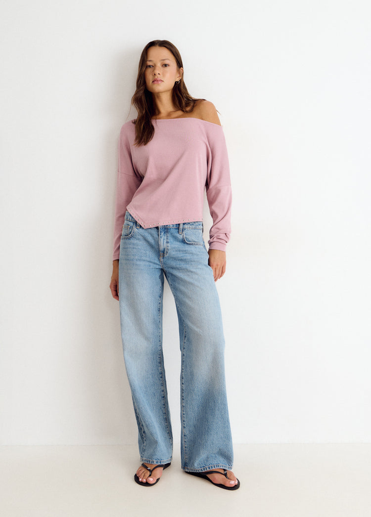 Studded V-neck T-shirt