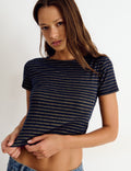 Camiseta raya lurex abierta