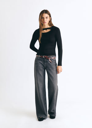 Cut-out-Shirt mit Nieten