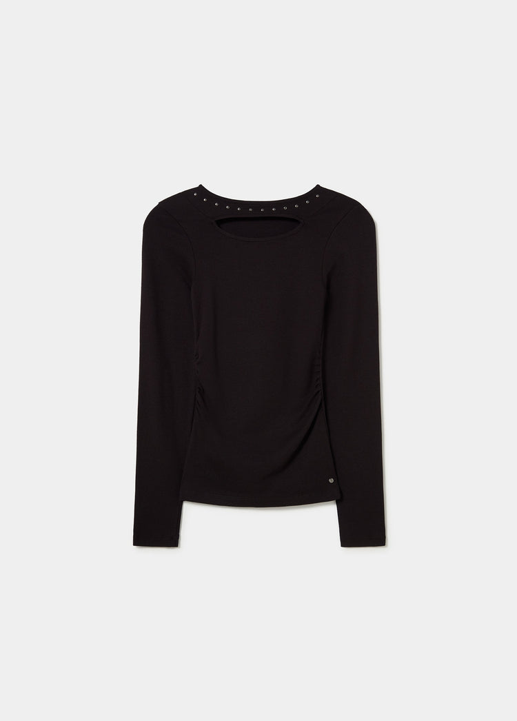 Cut-out studded T-shirt