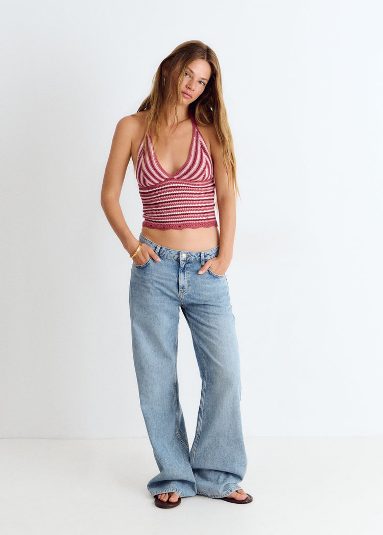 Top punto halter rayas