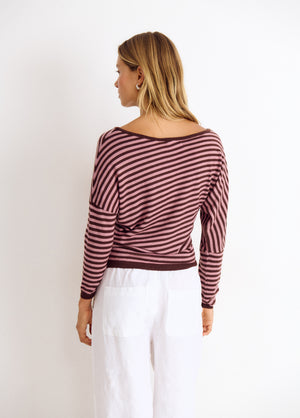 Asymmetric striped sweater