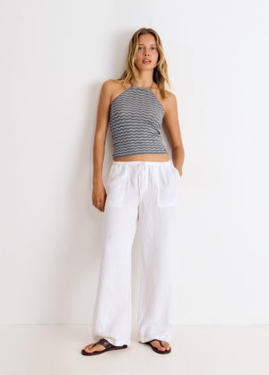 Wavy-knit halter top