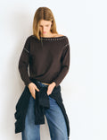 Asymmetric studded sweater