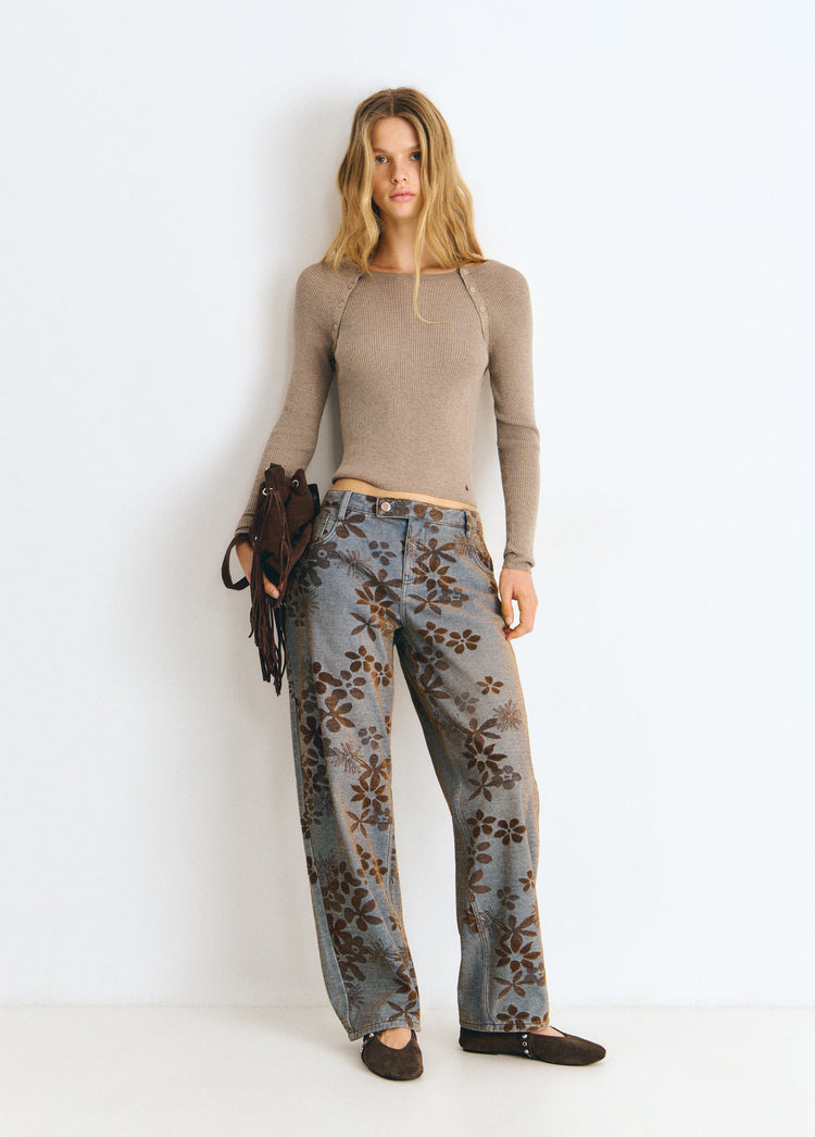 Button-front halter top