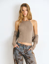 Button-front halter top