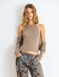 Button-front halter top
