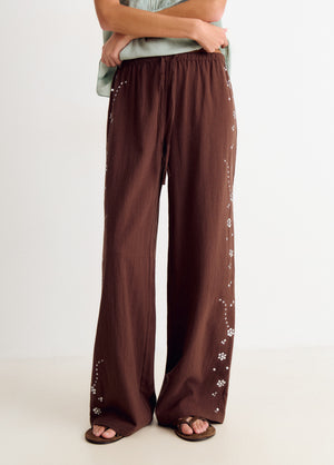 Fließende Hose mit seitlichen Pailletten-Details