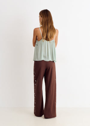 Fließende Hose mit seitlichen Pailletten-Details