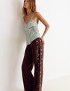 Pantalón fluido detalle lentejuelas lateral
