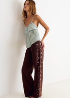 Flowy pants with side sequin detail