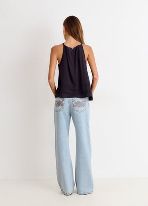 Halter top met plooitjes