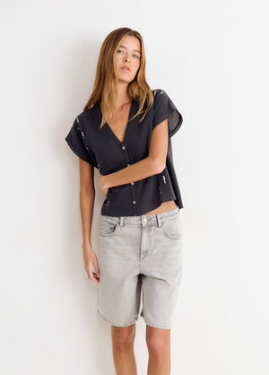 Blusa lentejuelas sin mangas