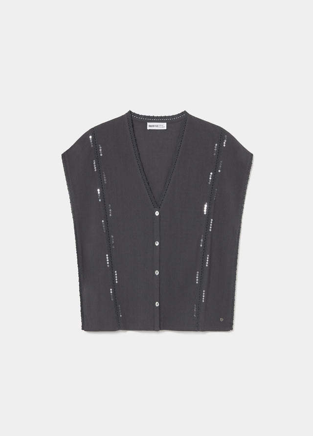 Sleeveless sequin blouse