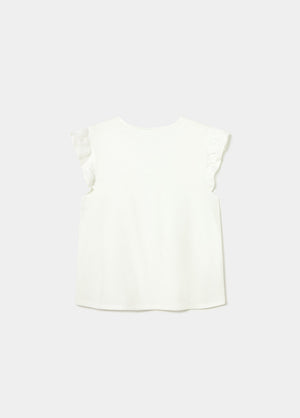 T-shirt with ruffles and lace trim
