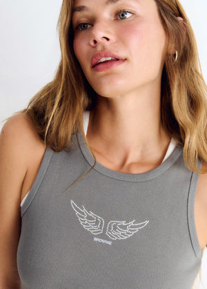 Sequin wing strap top