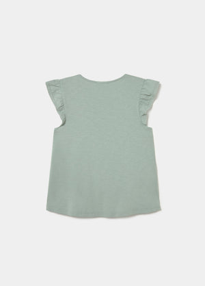 T-shirt with ruffle and lace trim