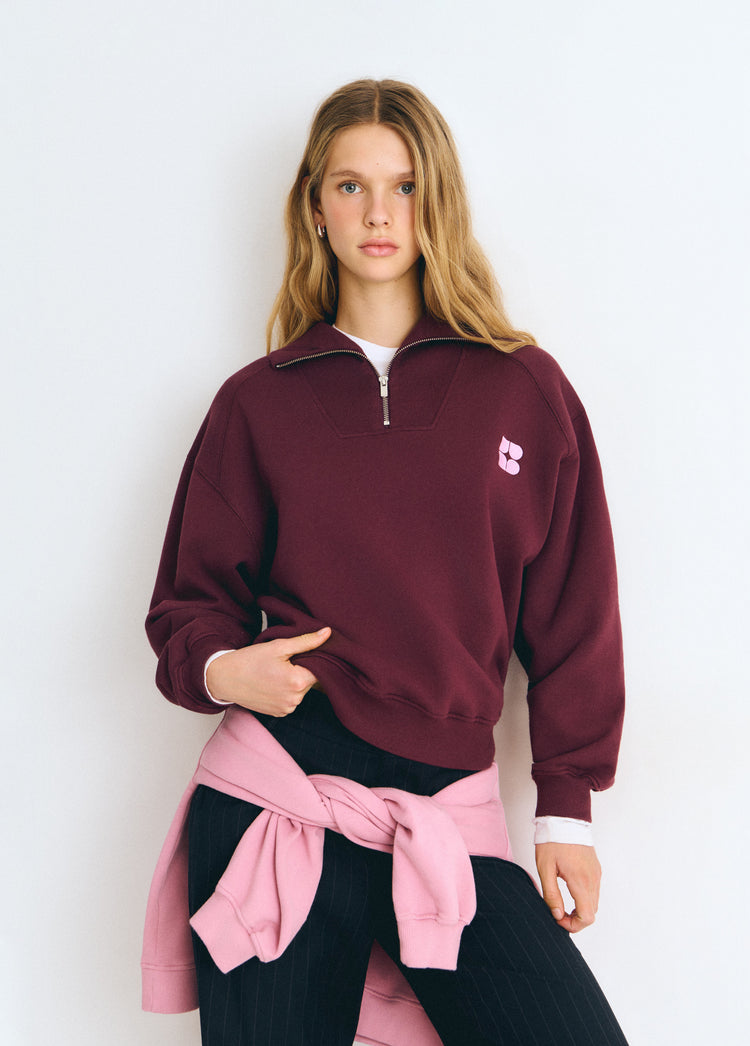 Zip-up sweatshirt with embroidered logo