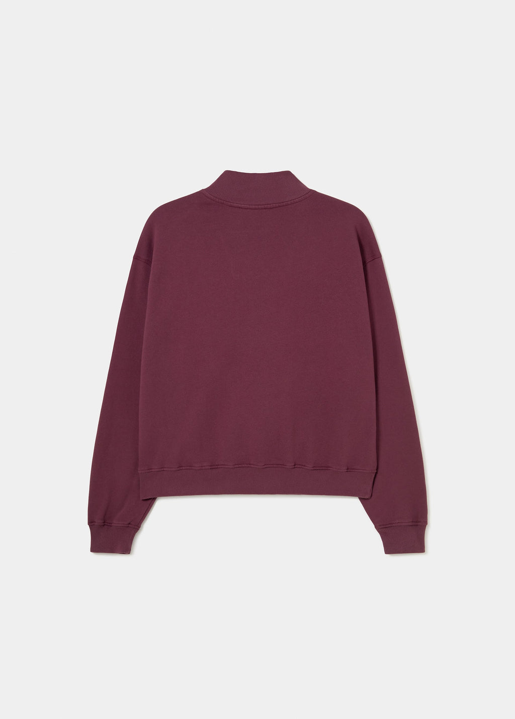 Sudadera de cremallera en granate oscuro vista por la espalda